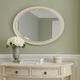 Oval Shaped Wooden Mirror with Molded Details, Antique White