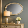 Oval Shaped Wooden Mirror with Molded Details, Antique White