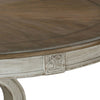 Ace Dining Table | 60 Inch Round Brown Top | Carved Pedestal Base | Antique White