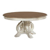 Ace Dining Table | 60 Inch Round Brown Top | Carved Pedestal Base | Antique White