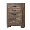 Farmhouse Style 5 Drawer Wooden Chest with Panel Base Natural Brown By Casagear Home BM235444