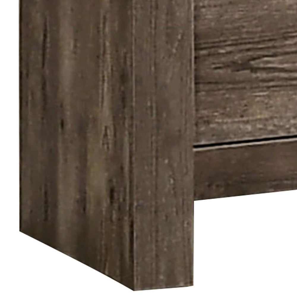 Farmhouse Style 2 Drawer Wooden Nightstand with Panel Base Natural Brown By Casagear Home BM235448