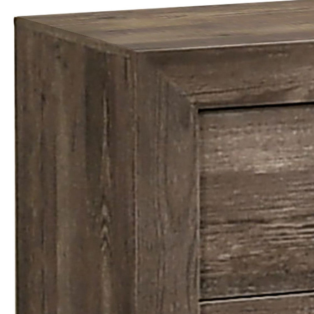 Farmhouse Style 2 Drawer Wooden Nightstand with Panel Base Natural Brown By Casagear Home BM235448