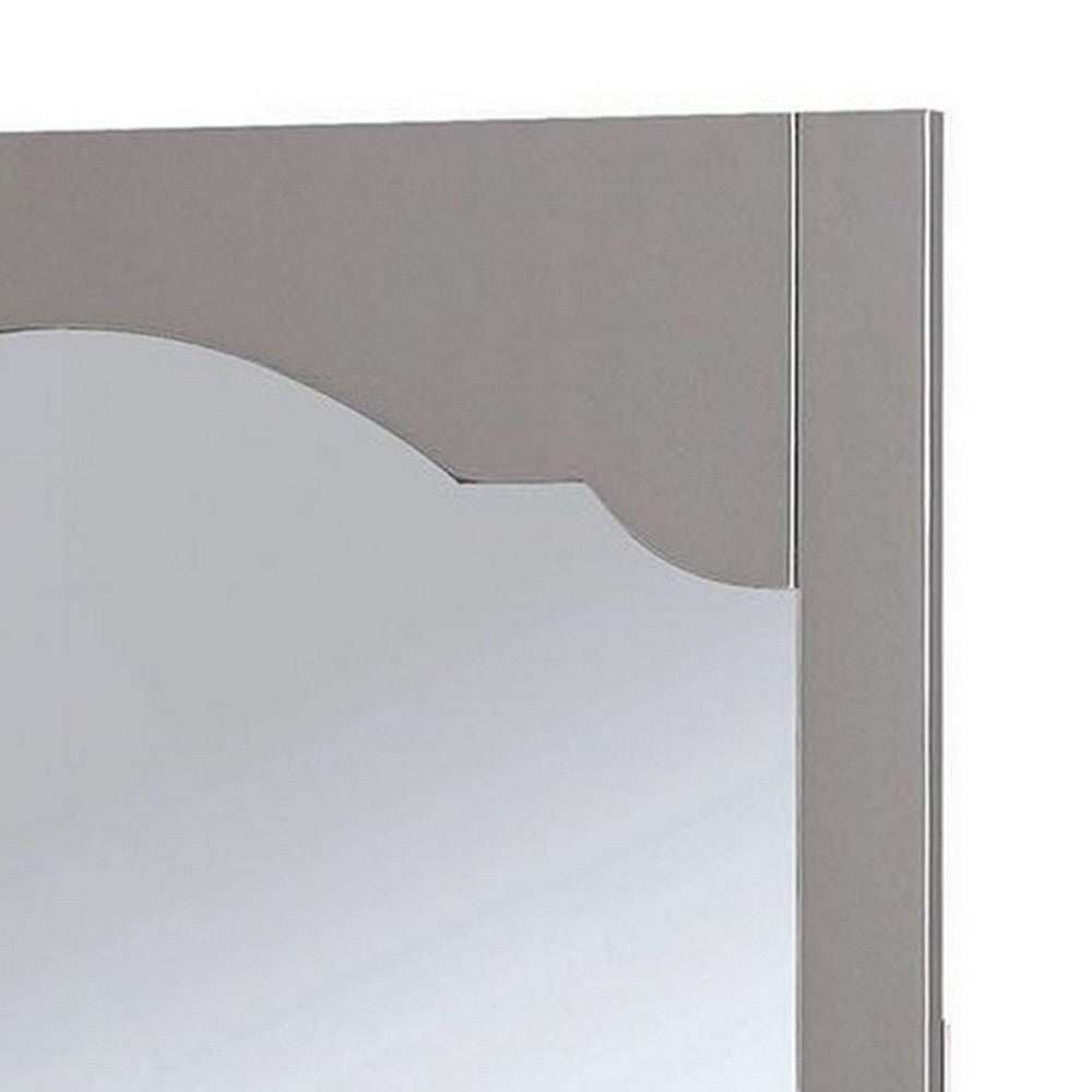 Wooden Encasing Mirror with Arched Design Top Gray BM235453