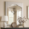 Wooden Encasing Mirror with Arched Design Top, Gray