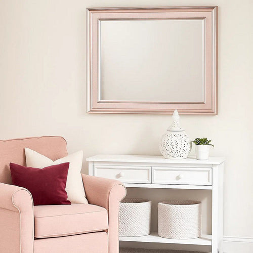 Contemporary Wood Frame Mirror | 64" | Rose Pink