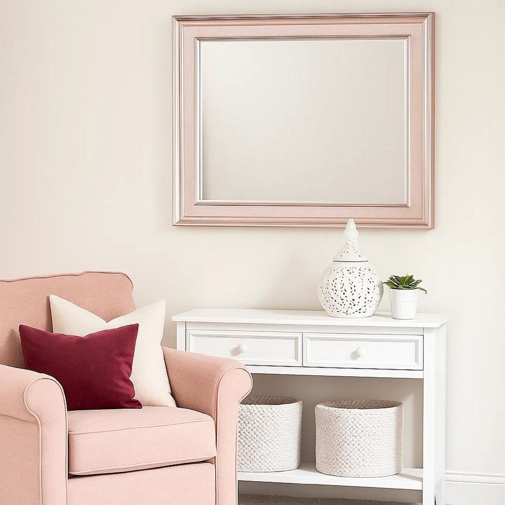 Contemporary Wood Frame Mirror | 64" | Rose Pink