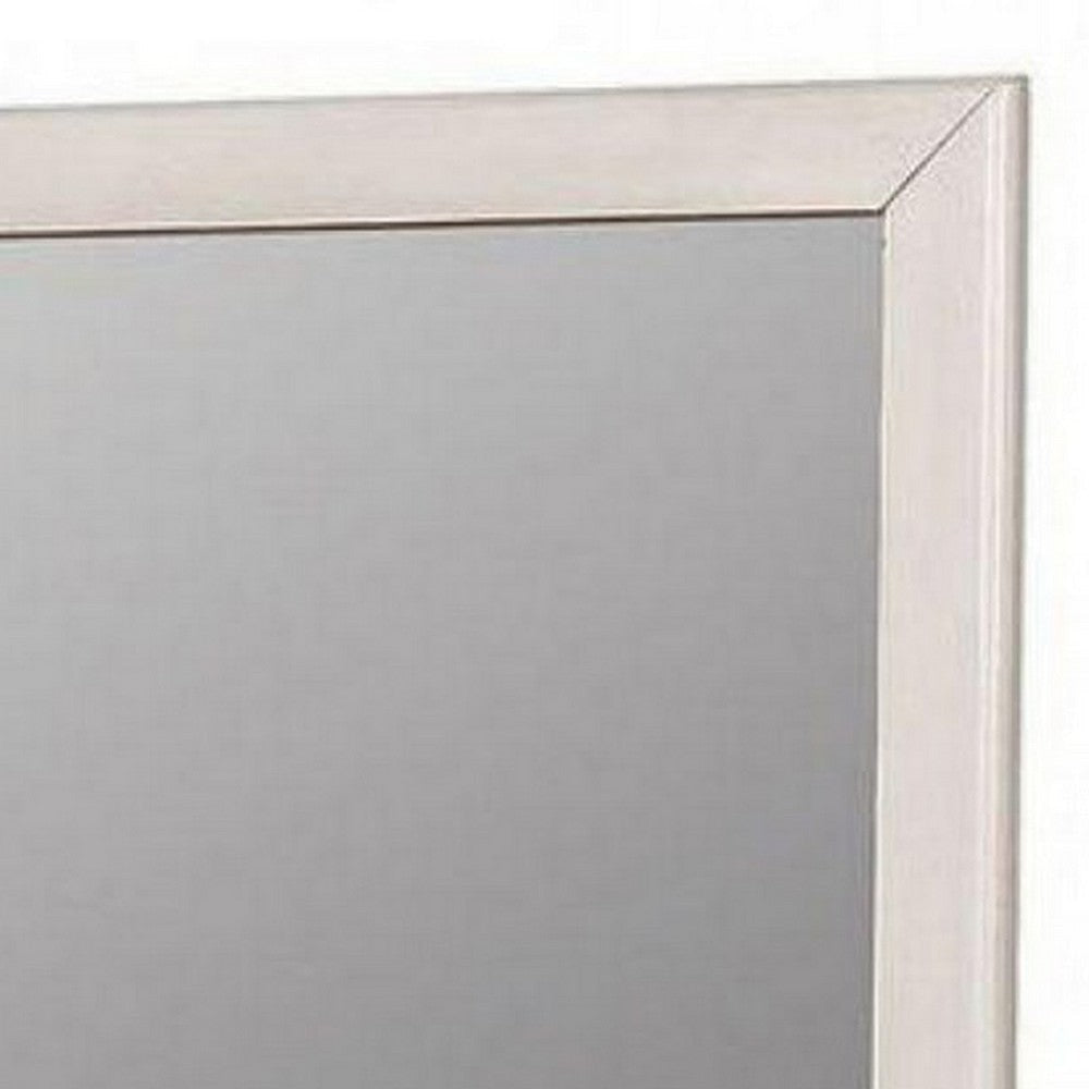 32 Inch Transitional Style Wooden Frame Mirror White BM235475