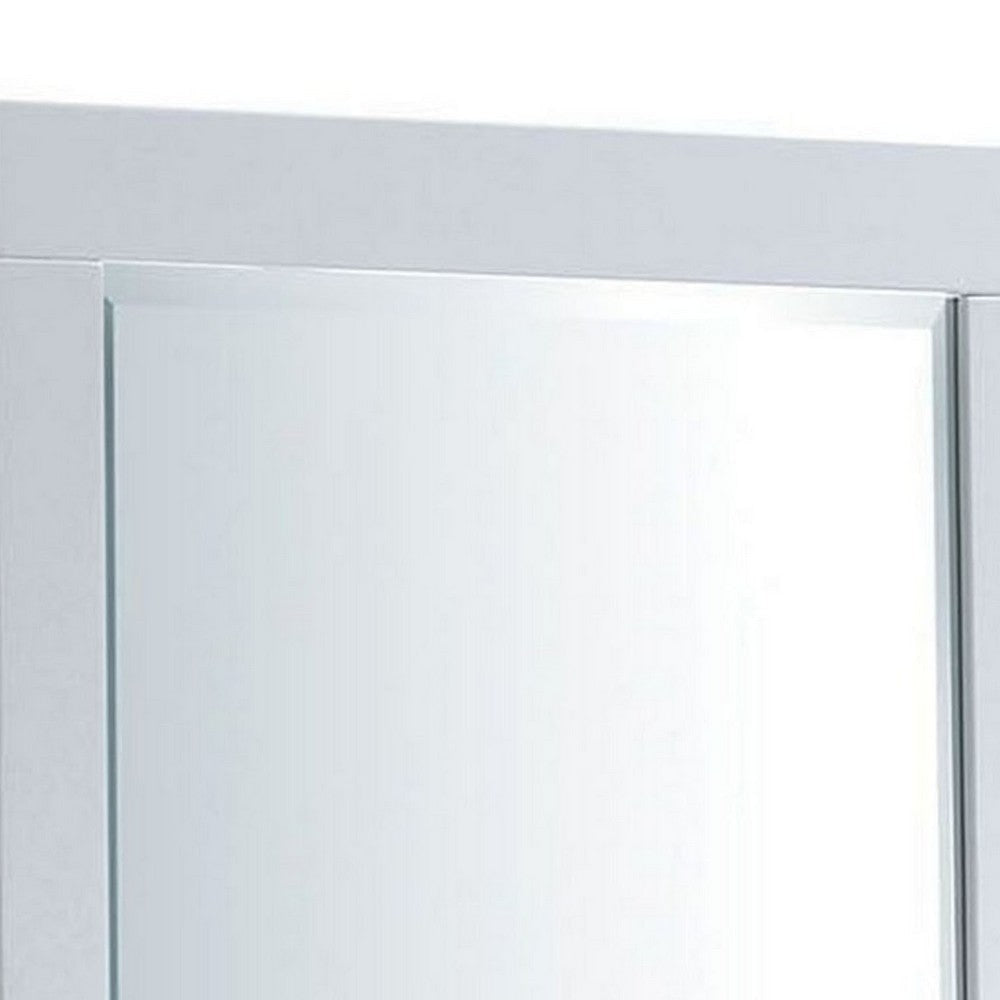 27 Inch Contemporary Wooden Frame Rectangular Mirror White BM235476