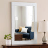 27 Inch Contemporary Wooden Frame Rectangular Mirror, White