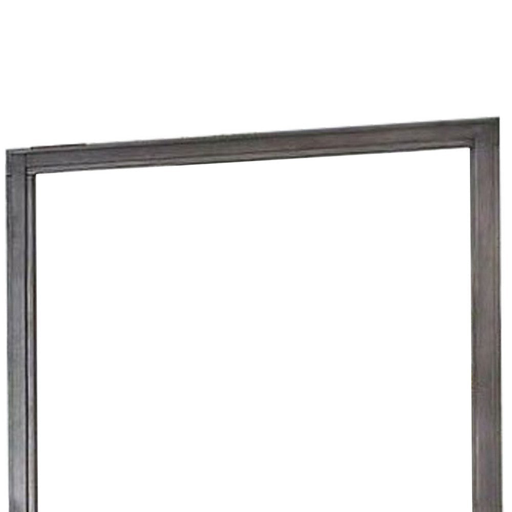 38 Transitional Style Square Wooden Frame Mirror Gray BM235478