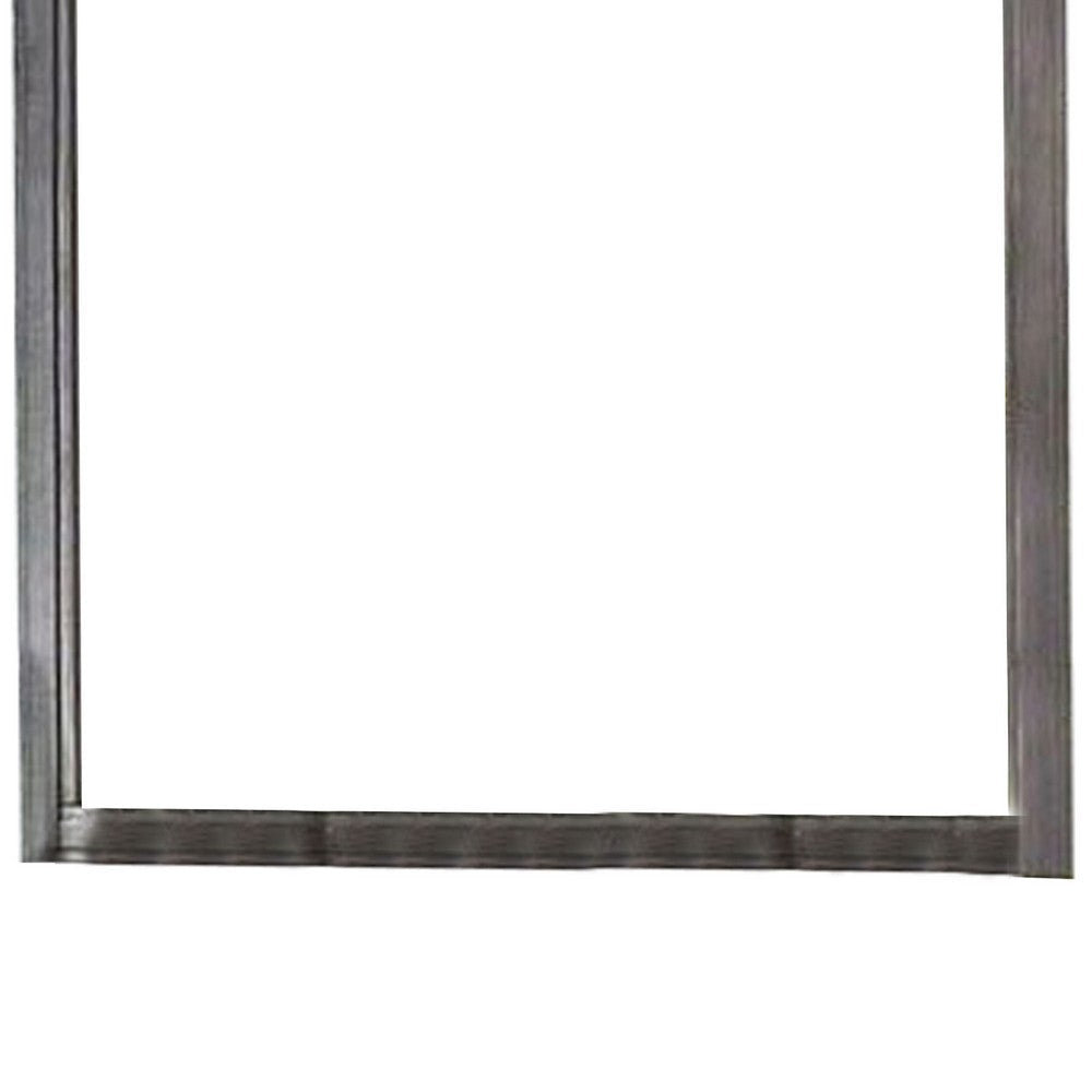 38 Transitional Style Square Wooden Frame Mirror Gray BM235478