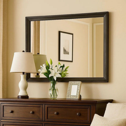 Contemporary Wood Frame Mirror | 45" | Rectangular | Gray