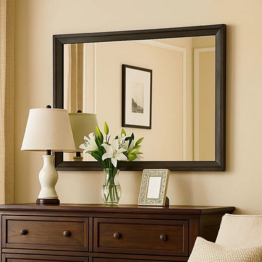 Contemporary Wood Frame Mirror | 45" | Rectangular | Gray