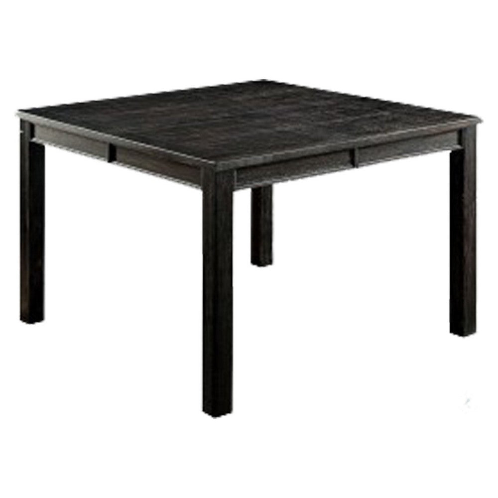 Rectangular Top Wooden Counter Height Table with Block Legs, Antique Black