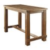 Wooden Top Bar Height Table with Thick Block Legs, Brown By Casagear Home