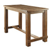 Bar Height Table | Wood Top | Thick Block Legs | Brown