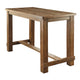 Bar Height Table | Wood Top | Thick Block Legs | Brown