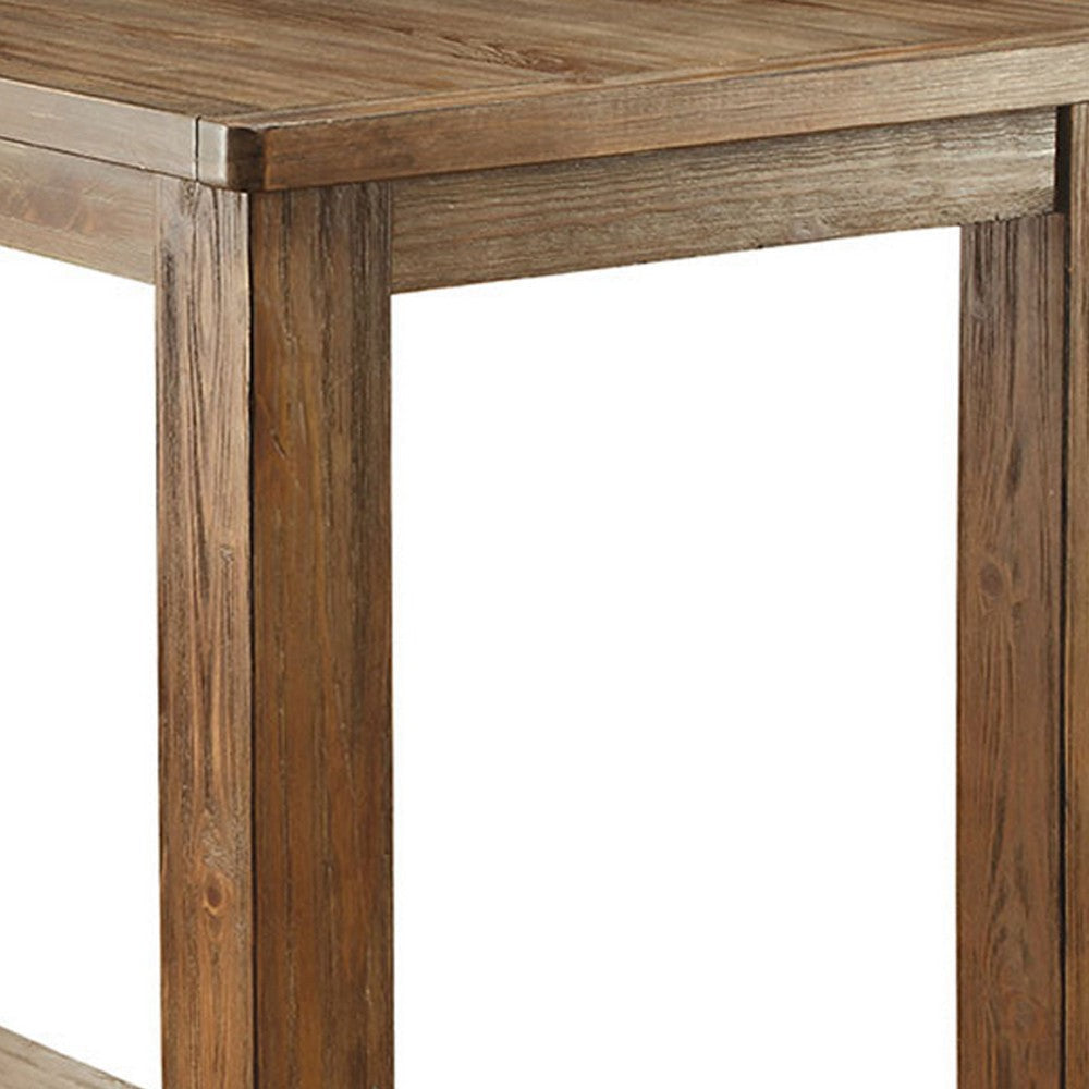 Bar Height Table | Wood Top | Thick Block Legs | Brown BM235498