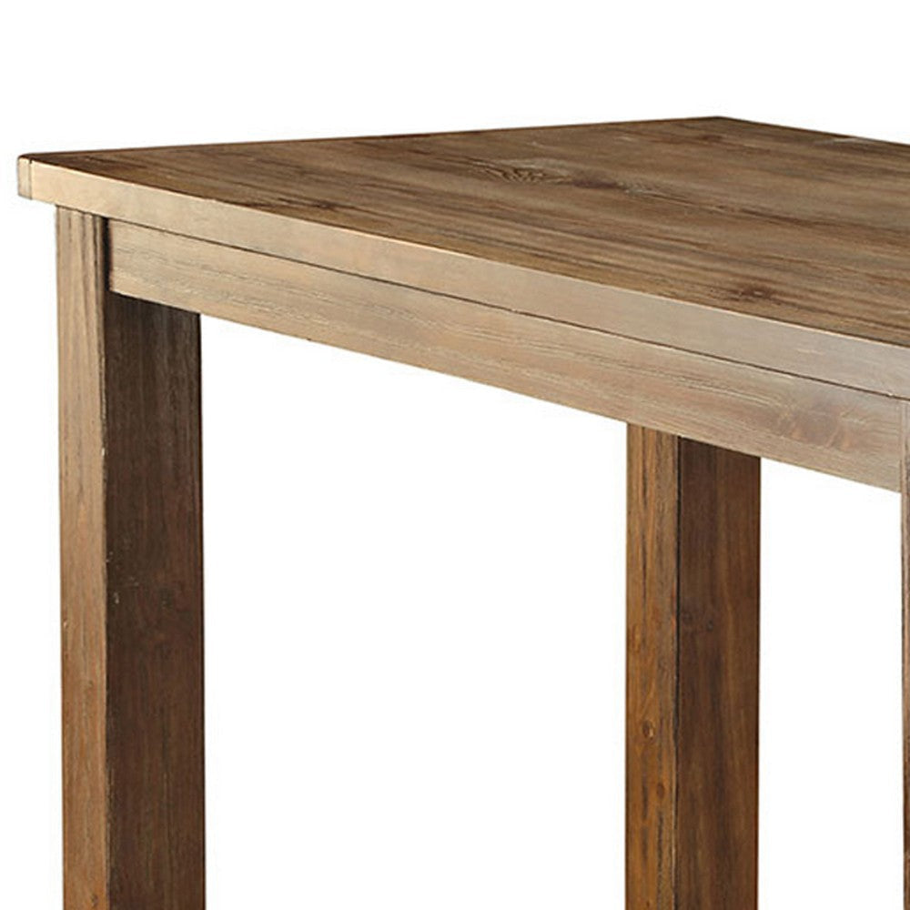 Bar Height Table | Wood Top | Thick Block Legs | Brown BM235498
