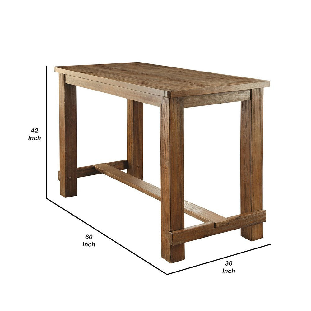 Bar Height Table | Wood Top | Thick Block Legs | Brown BM235498