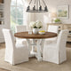 Dual Tone Round Top Dining Table with Pedestal Base, Brown and White