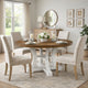Dual Tone Round Top Dining Table with Pedestal Base, Brown and White