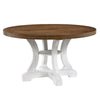 Dual Tone Round Top Dining Table with Pedestal Base, Brown and White