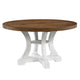 Dual Tone Round Top Dining Table with Pedestal Base, Brown and White
