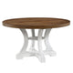 Dual Tone Round Top Dining Table with Pedestal Base, Brown and White