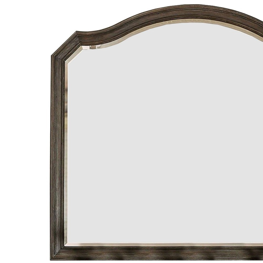 43.5 Inches Scalloped Mirror with Molded Details Brown By Casagear Home BM235524