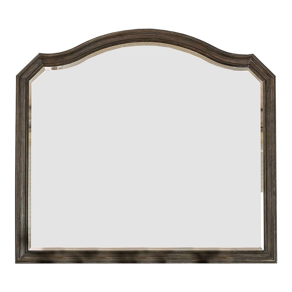 Scalloped Mirror | Molded Details | 43.5" | Brown