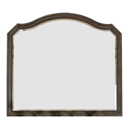 43.5 Inches Scalloped Mirror with Molded Details, Brown By Casagear Home