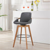 30 Inches Leatherette Swivel Barstool, Gray and Brown By Casagear Home