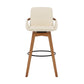 30 Inch Leatherette Swivel Barstool Cream and Walnut By Casagear Home BM236356