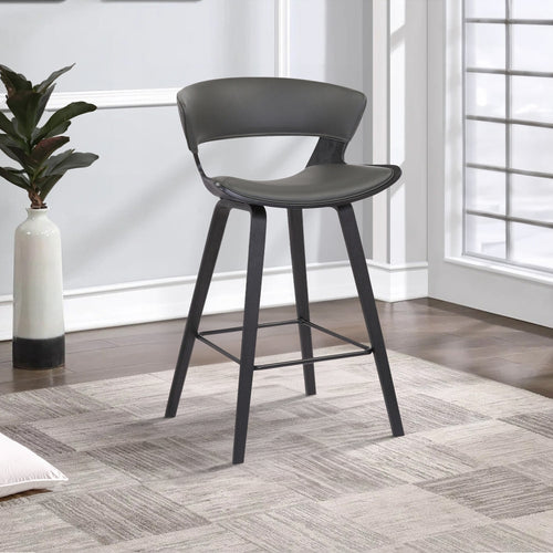 Counter Stool | Faux Leather Saddle Seat | 27" | Gray
