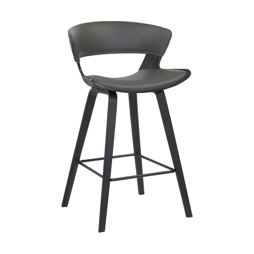 27 Inches Saddle Seat Leatherette Counter Stool Gray By Casagear Home BM236364
