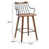 Barstool | Counter Height | Spindle Back | 26" | Brown & Black