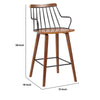 26 Inches Counter Height Barstool with Spindle Back, Brown and Black By Casagear Home