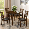 5 Piece Dining Set with Wood Table and Ladder Back Chairs | Brown