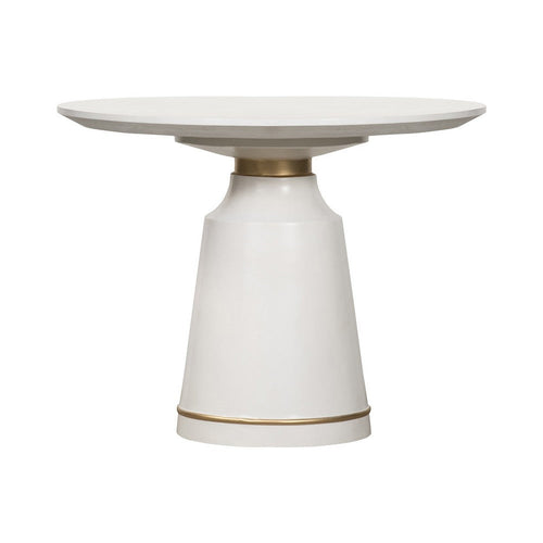 Dining Table | Round Top | Concrete | Pedestal Base | White & Bronze