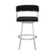 26 Inch Curved Seat Leatherette Swivel Barstool Silver and Black By Casagear Home BM236606