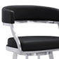 26 Inch Curved Seat Leatherette Swivel Barstool Silver and Black By Casagear Home BM236606