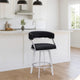 Barstool | 26" | Faux Leather Swivel | Curved Seat | Silver & Black