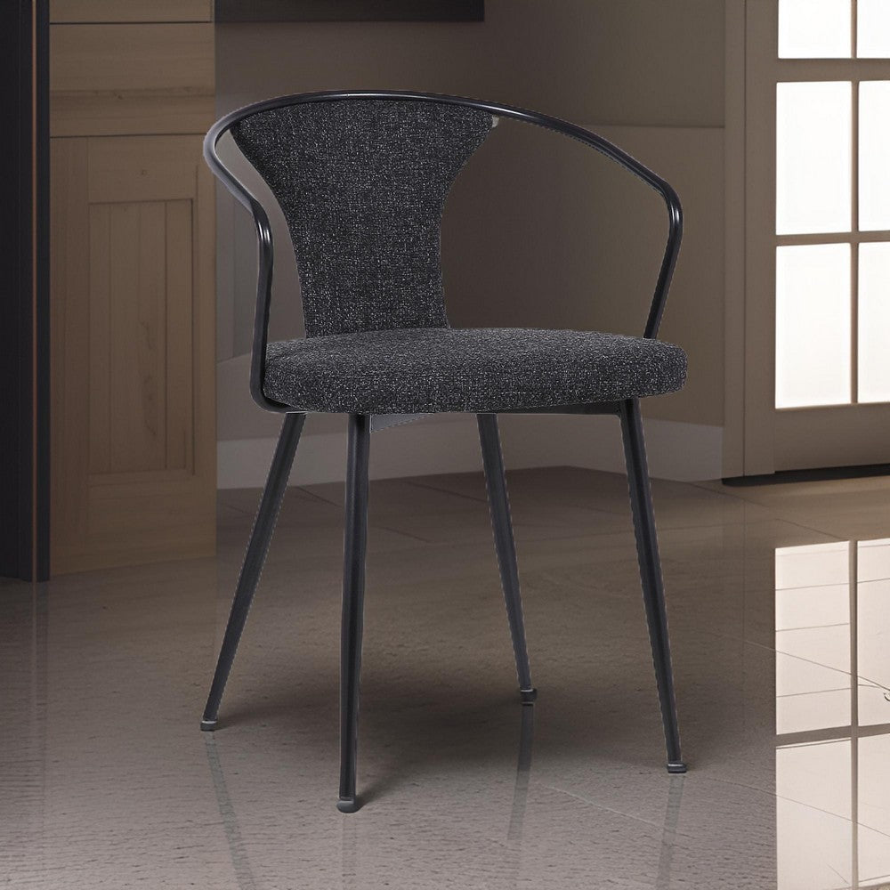 19 Inch Modern Fabric Dining Chair with Curved Back, Black By Casagear Home