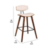28.5 Inches Contoured Seat Leatherette Barstool, Cream