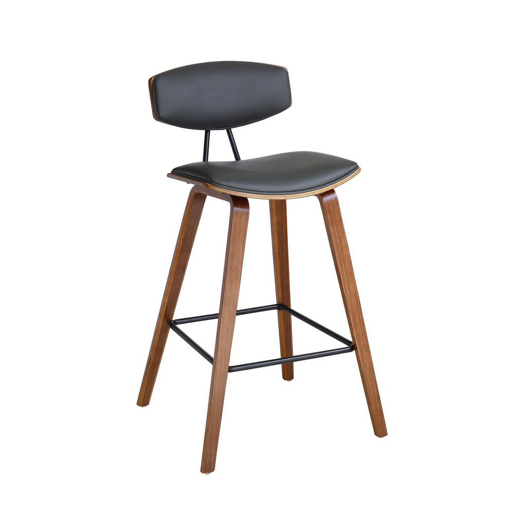 28.5 Inches Contoured Seat Leatherette Barstool Brown By Casagear Home BM236651