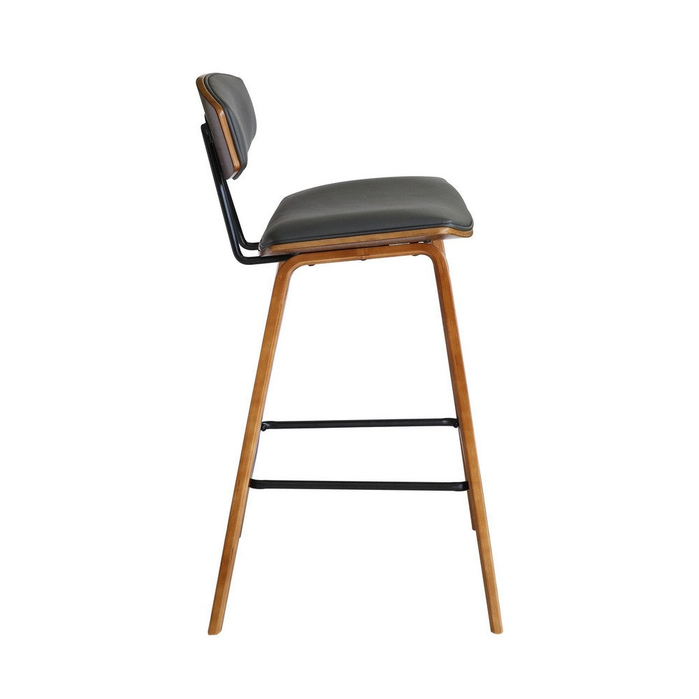 28.5 Inches Contoured Seat Leatherette Barstool Brown By Casagear Home BM236651