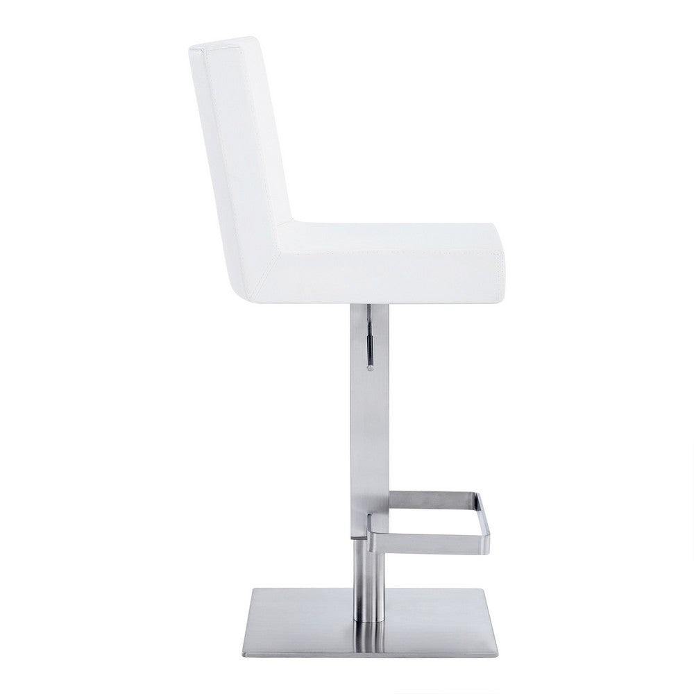 Leatherette Swivel Barstool with Adjustable Height White By Casagear Home BM236653