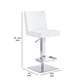 Leatherette Swivel Barstool with Adjustable Height, White By Casagear Home